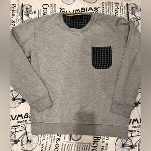 Zara Gray Crewneck Sweater with Black Checkered Pocket